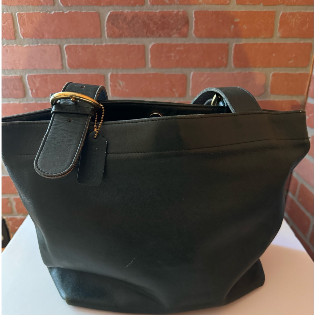 Authentic Vintage Coach Bottle Green Buckle Tote Rare & Beauitful!